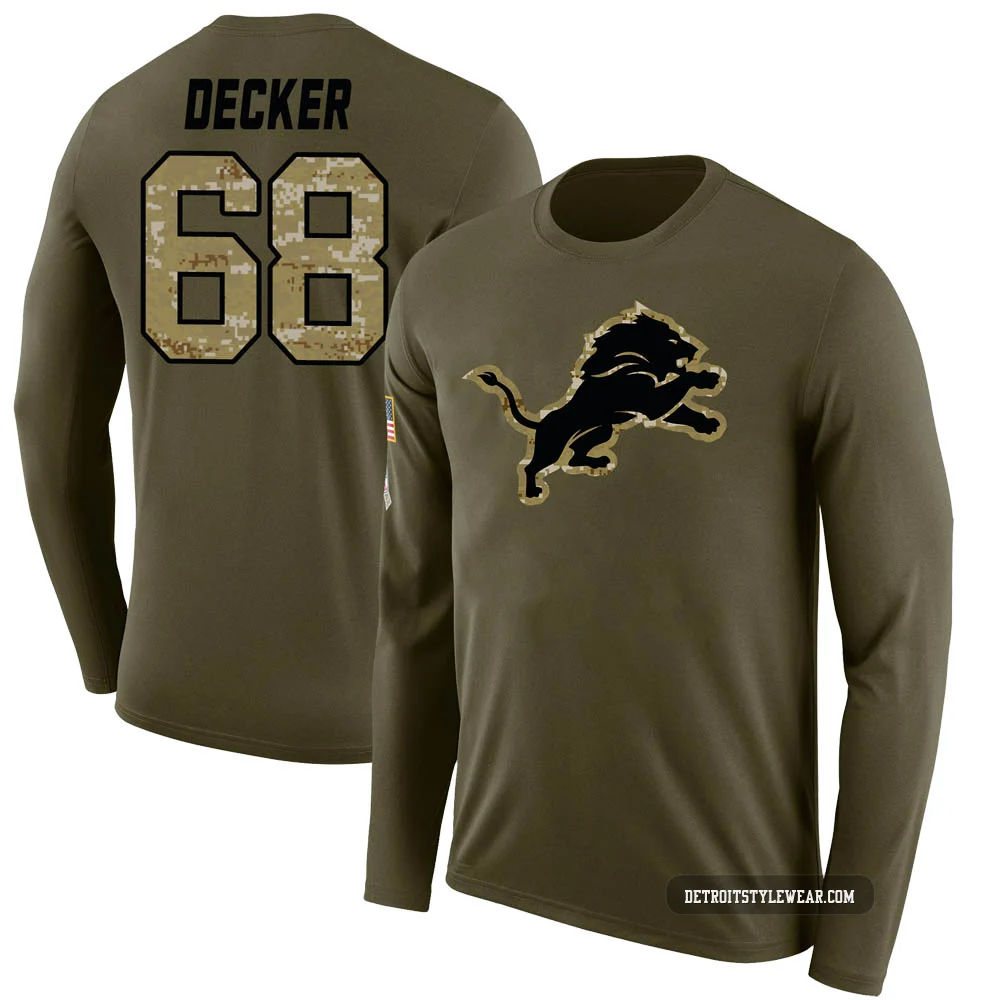 Taylor Decker Detroit Lions Legend ＃68 Youth Olive Salute to Service Sideline Long Sleeve T-Shirt