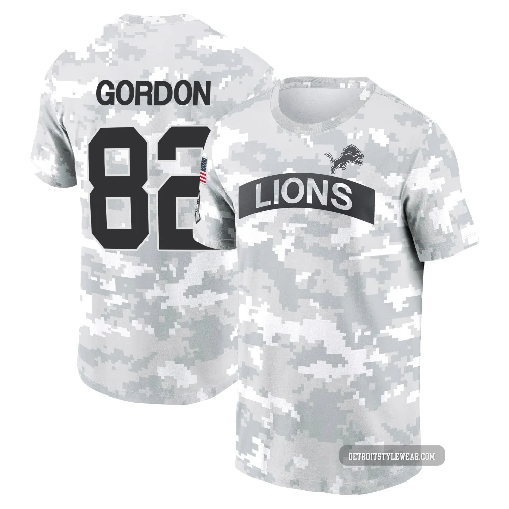 Thomas Gordon Detroit Lions ＃82 Men's Arctic Camo 2024 Salute to Service Performance T-Shirt