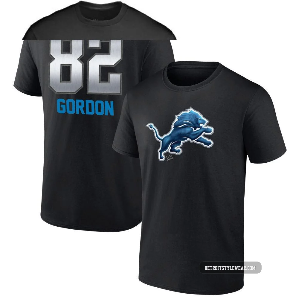 Thomas Gordon Detroit Lions ＃82 Youth Black Pro Line by Midnight Mascot T-Shirt -