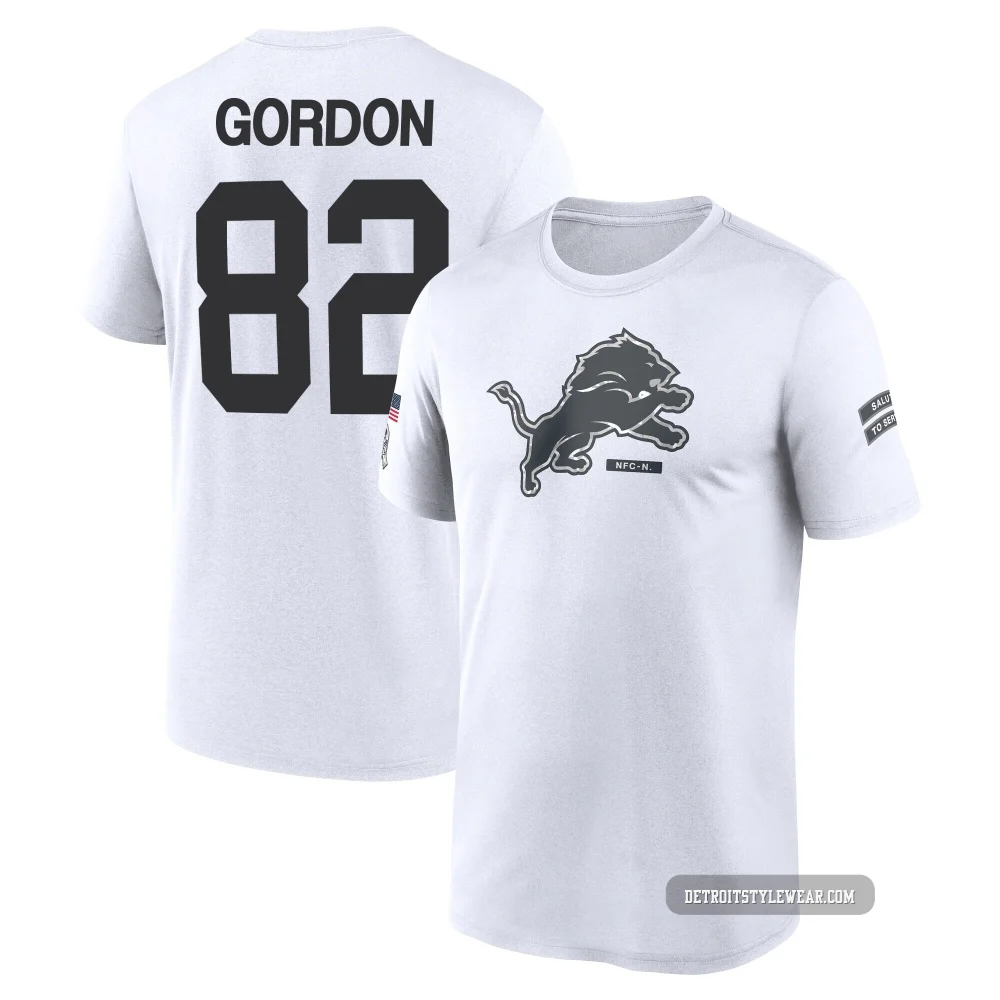Thomas Gordon Detroit Lions Legend ＃82 Men's White 2024 Salute to Service Performance T-Shirt